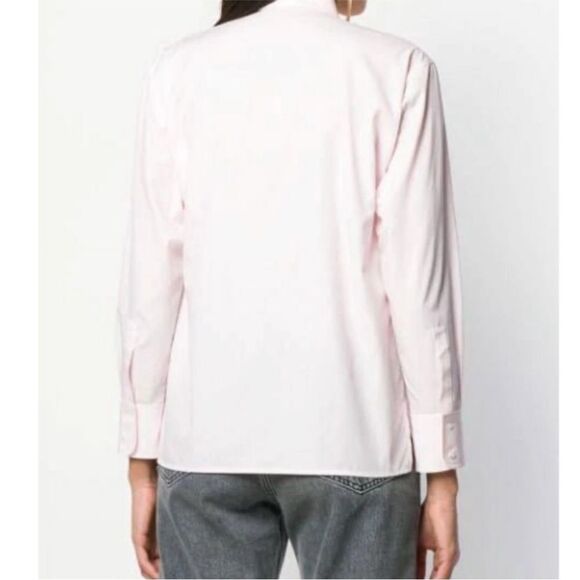Sandro Women Shirt  French Casual Sz 0 Pink And White Striped Jeweled Button NWT - Picture 7 of 16